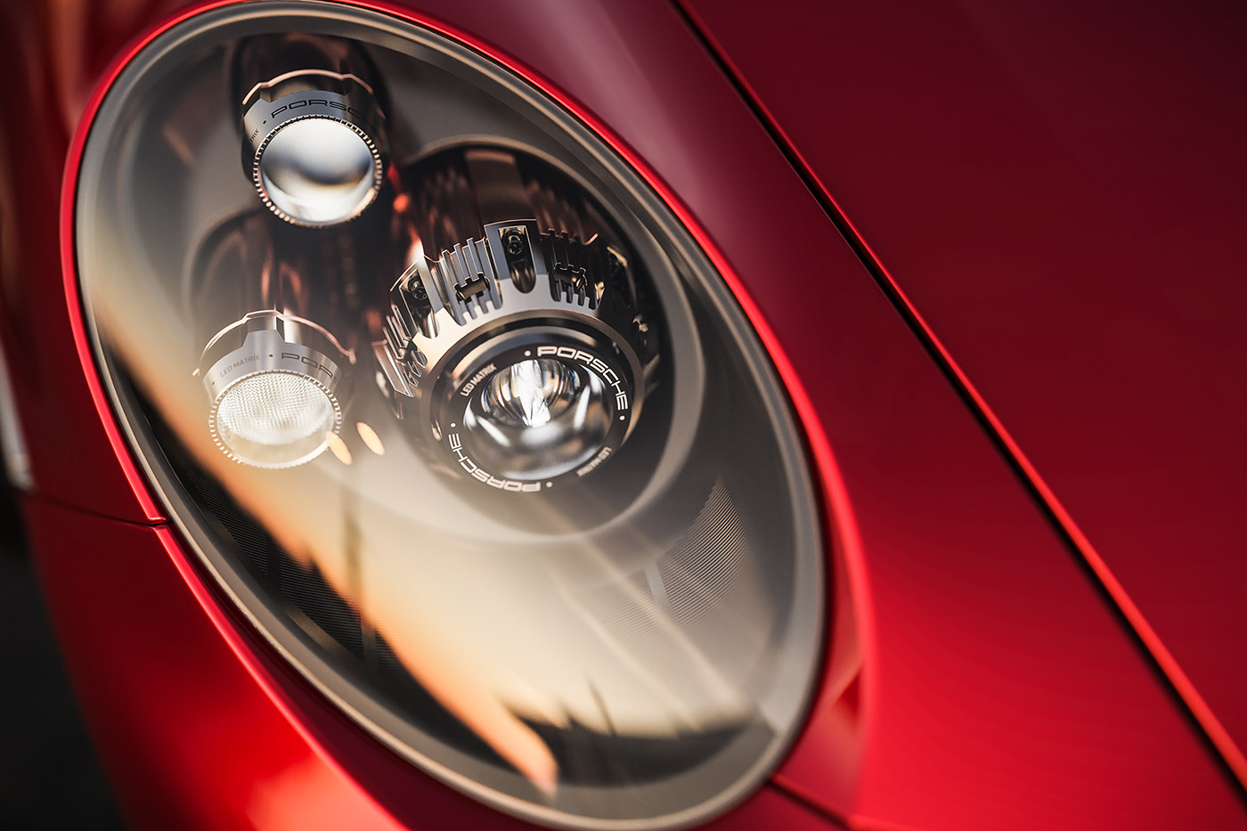 Sports car，Porsche，Render，conceptual design，gules，