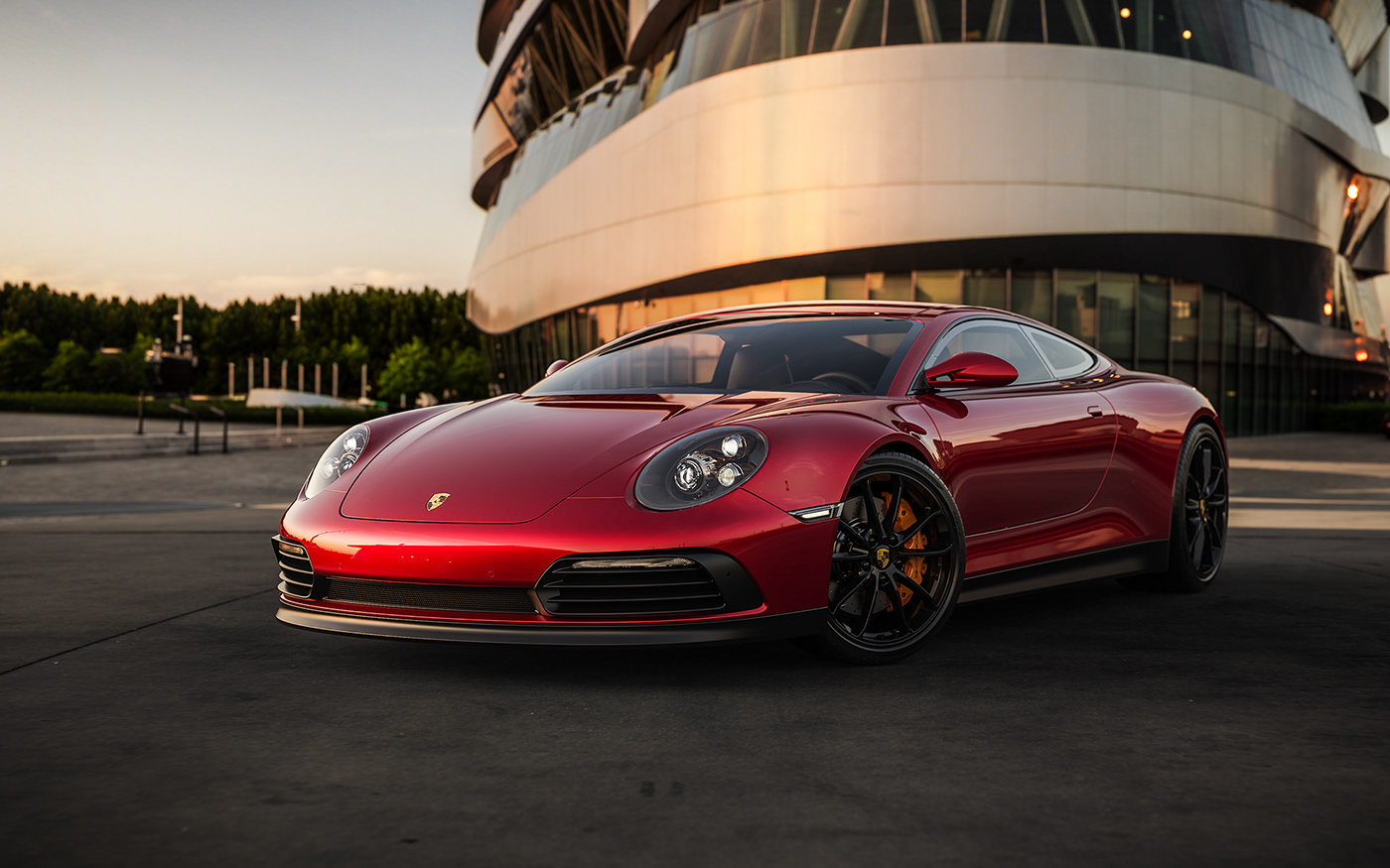 Sports car，Porsche，Render，conceptual design，gules，