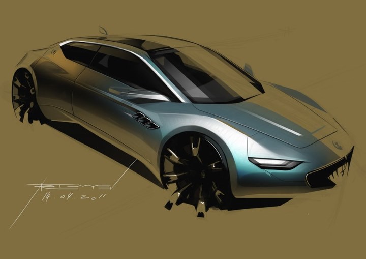 Automobile design，design sketch，Two dimensional representation，marker pen，Concept Car，