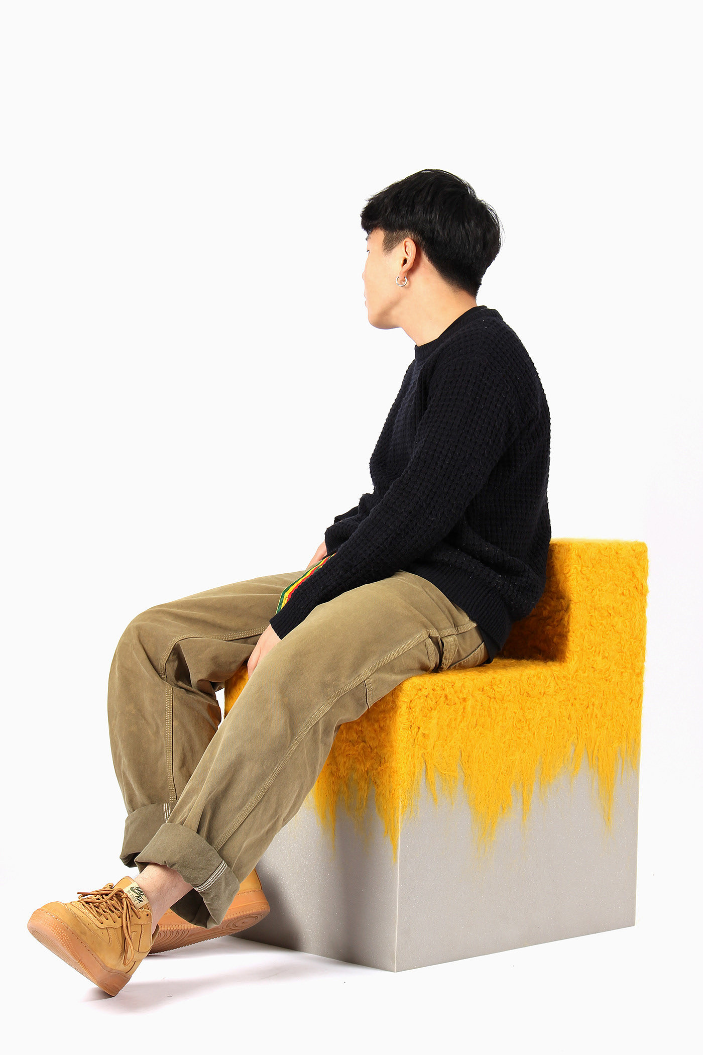 椅子，羊毛，海绵，黄色，