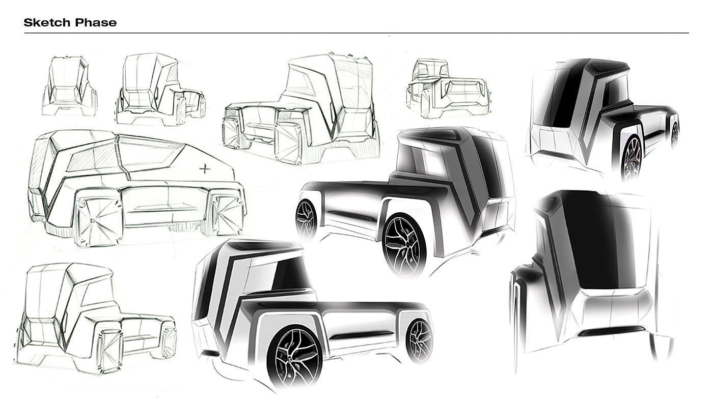 industrial design，Truck design，Intelligent technology，design sketch，conceptual design，