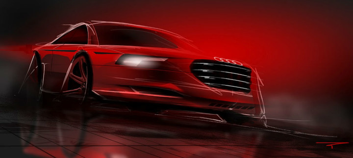 Automobile design，design sketch，Two dimensional representation，marker pen，Concept Car，