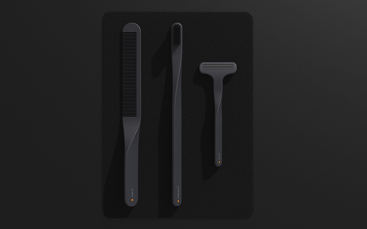 toothbrush，razor，comb，45°，