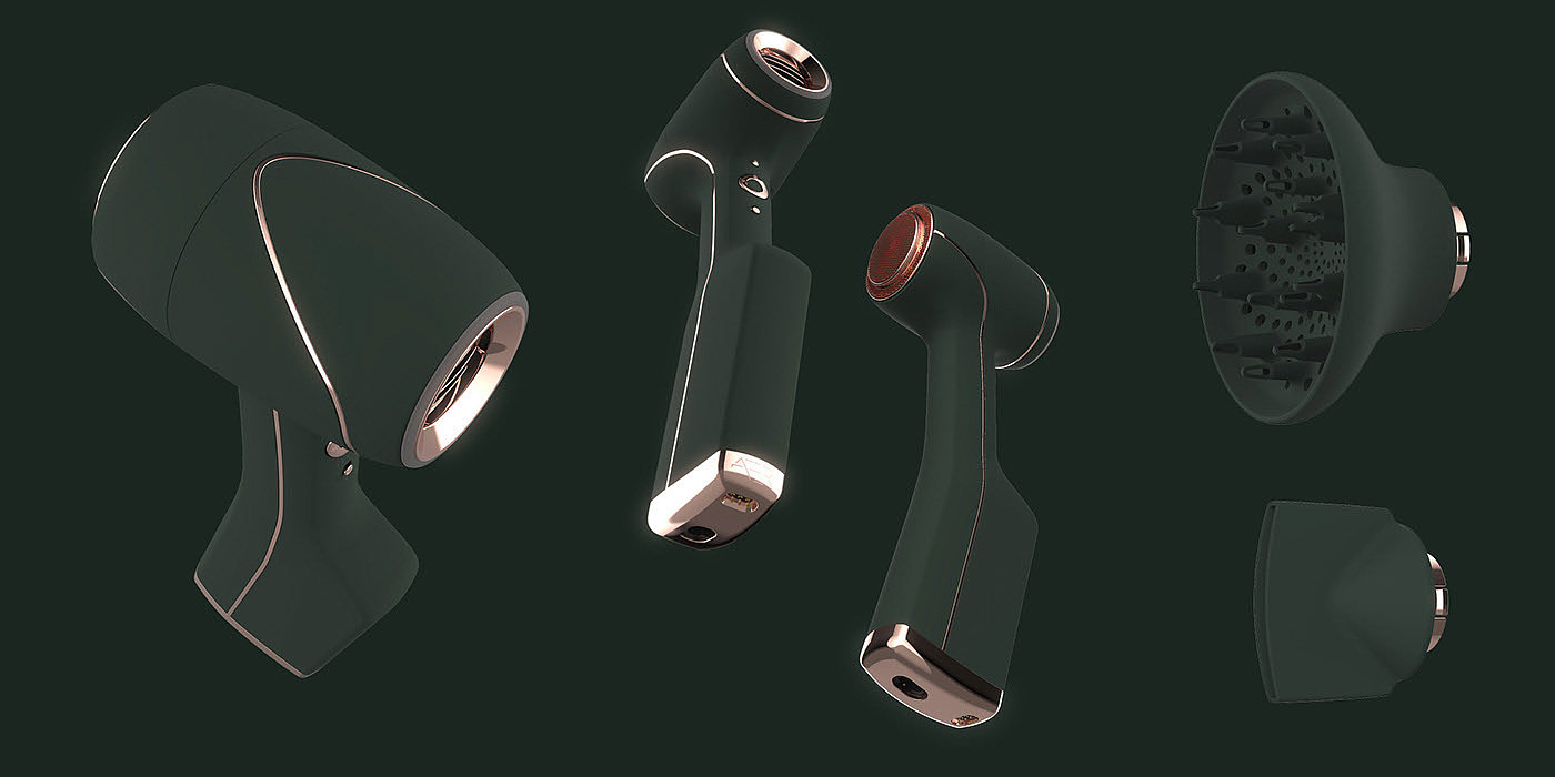 hair drier，wireless，Ergonomics，Render，