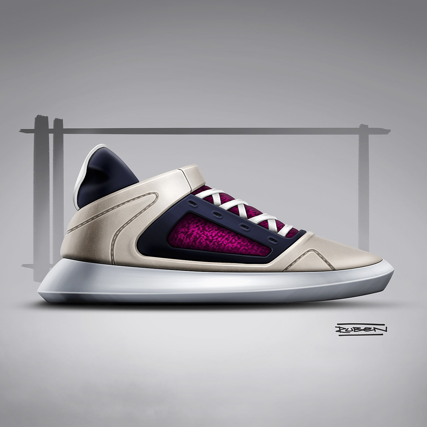 sneakers，Render，handsome，Hand drawn，