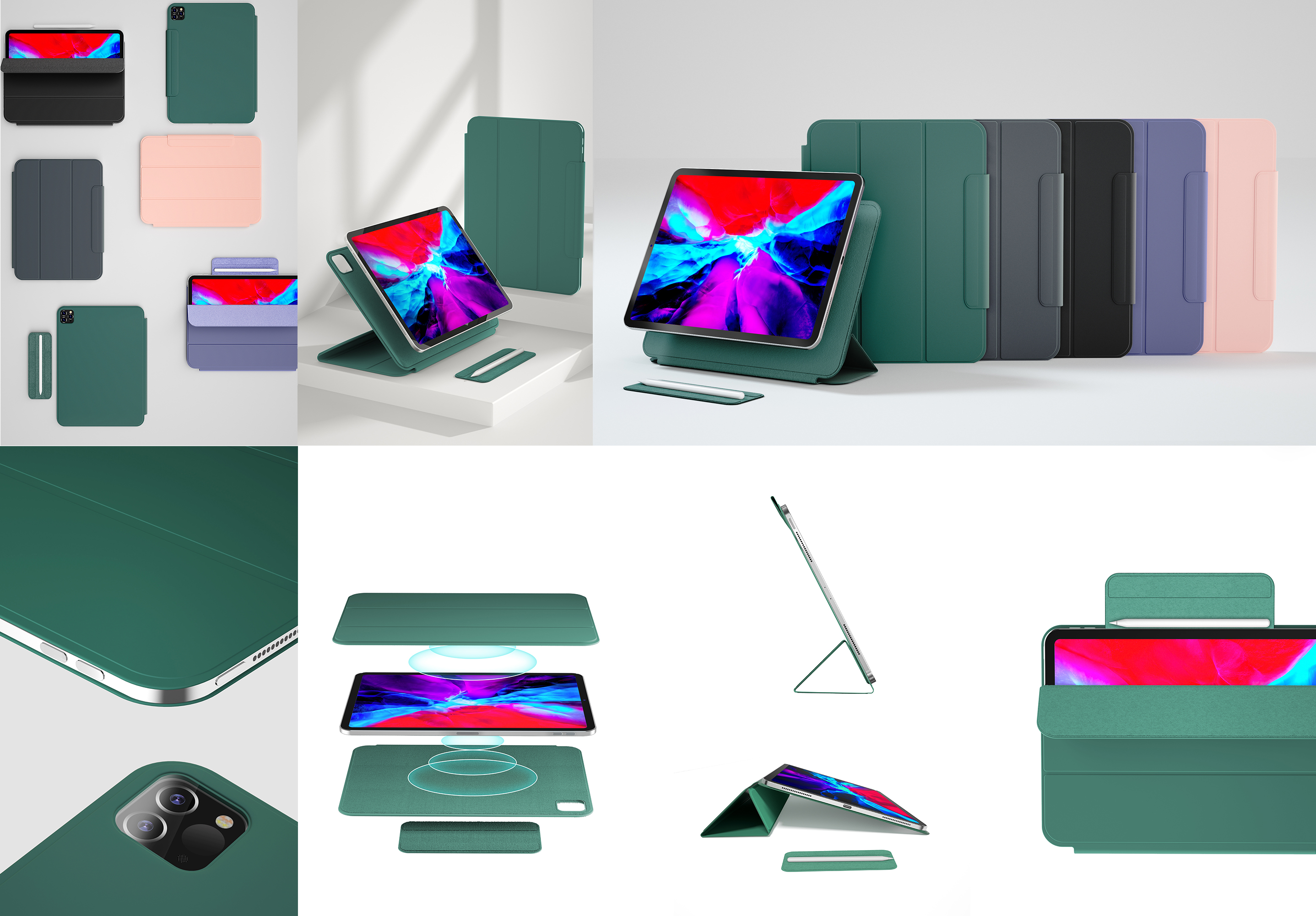 Protective shell，ipad，green，Render，electronic product，