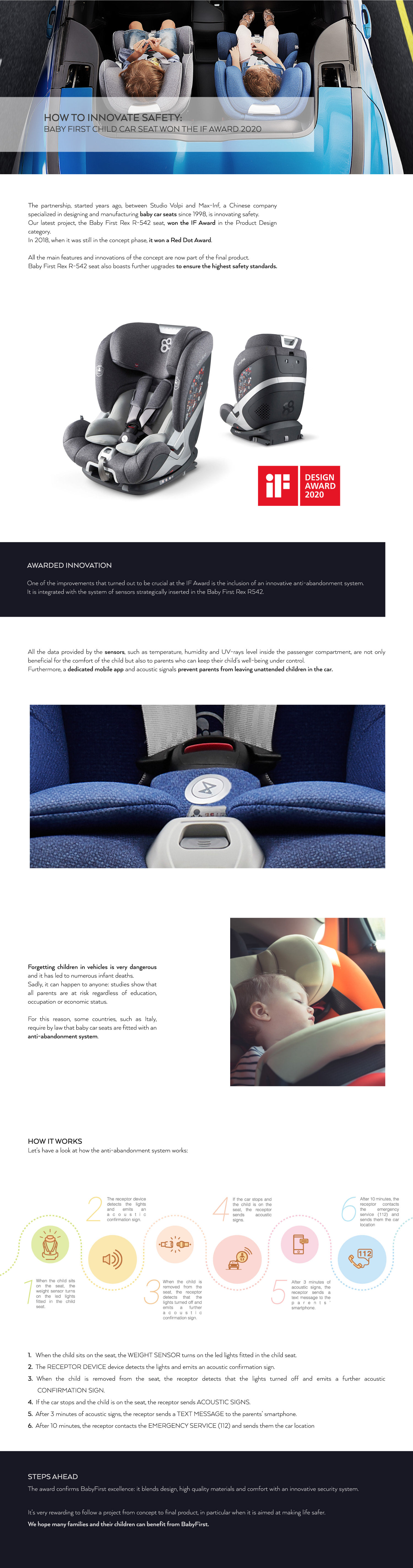 children，Studio Volpi，Safety seat，Car safety seat，Baby First Rex R-542，If Award，Red dot award，Maximum information，