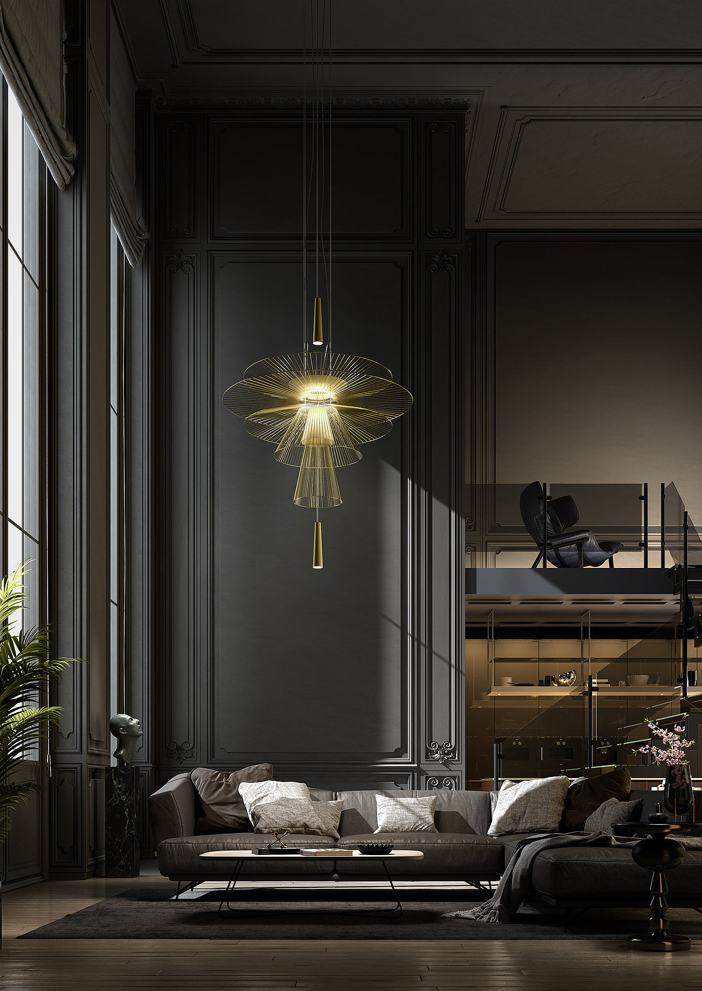 lamp，a chandelier，brass，Art，