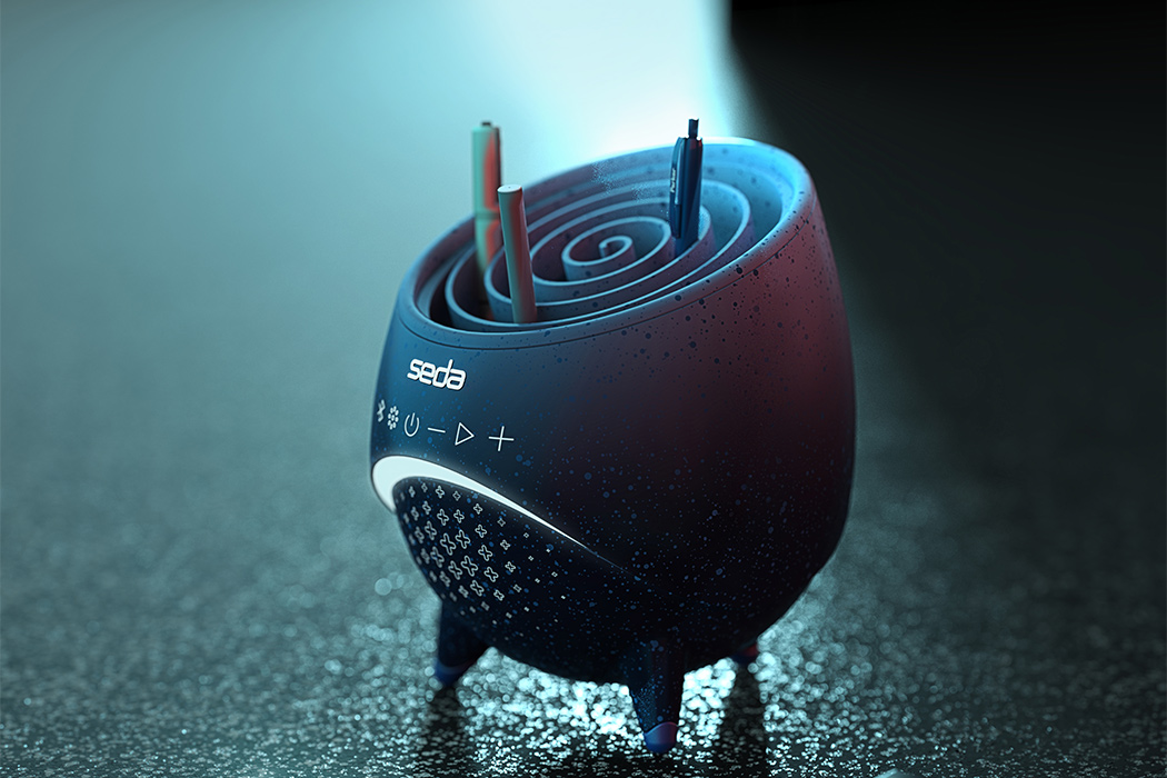 speaker，A'Design，Desk lamp，pen container，Bluetooth，