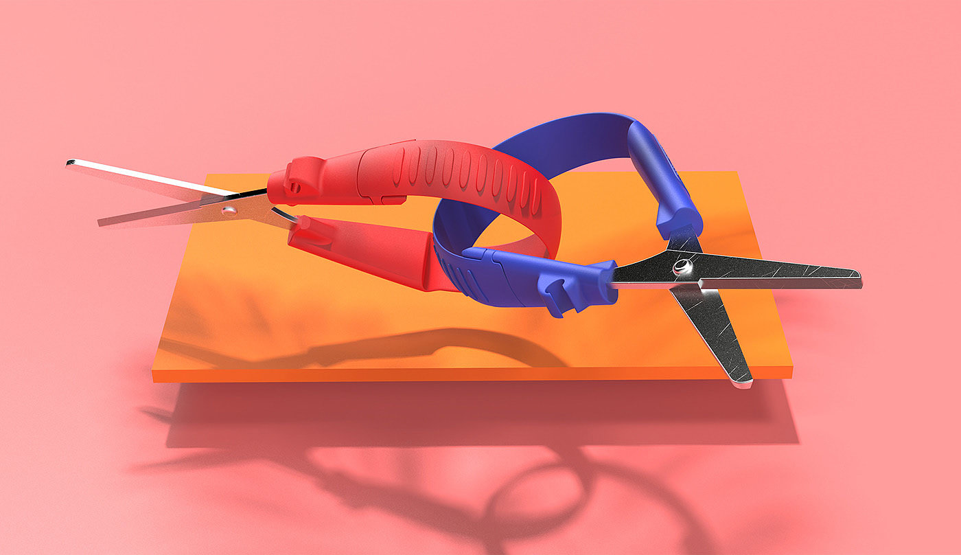 Stationery design，scissors，
