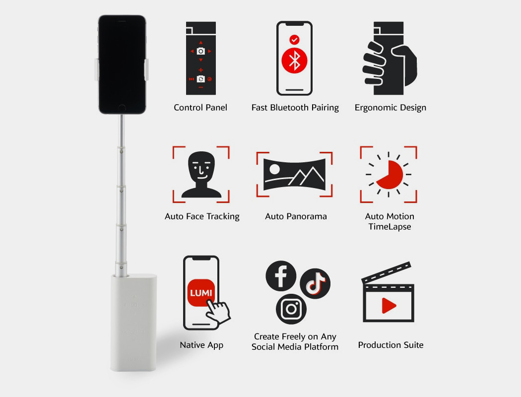 ELFI LUMI，selfie stick，science and technology，fold，