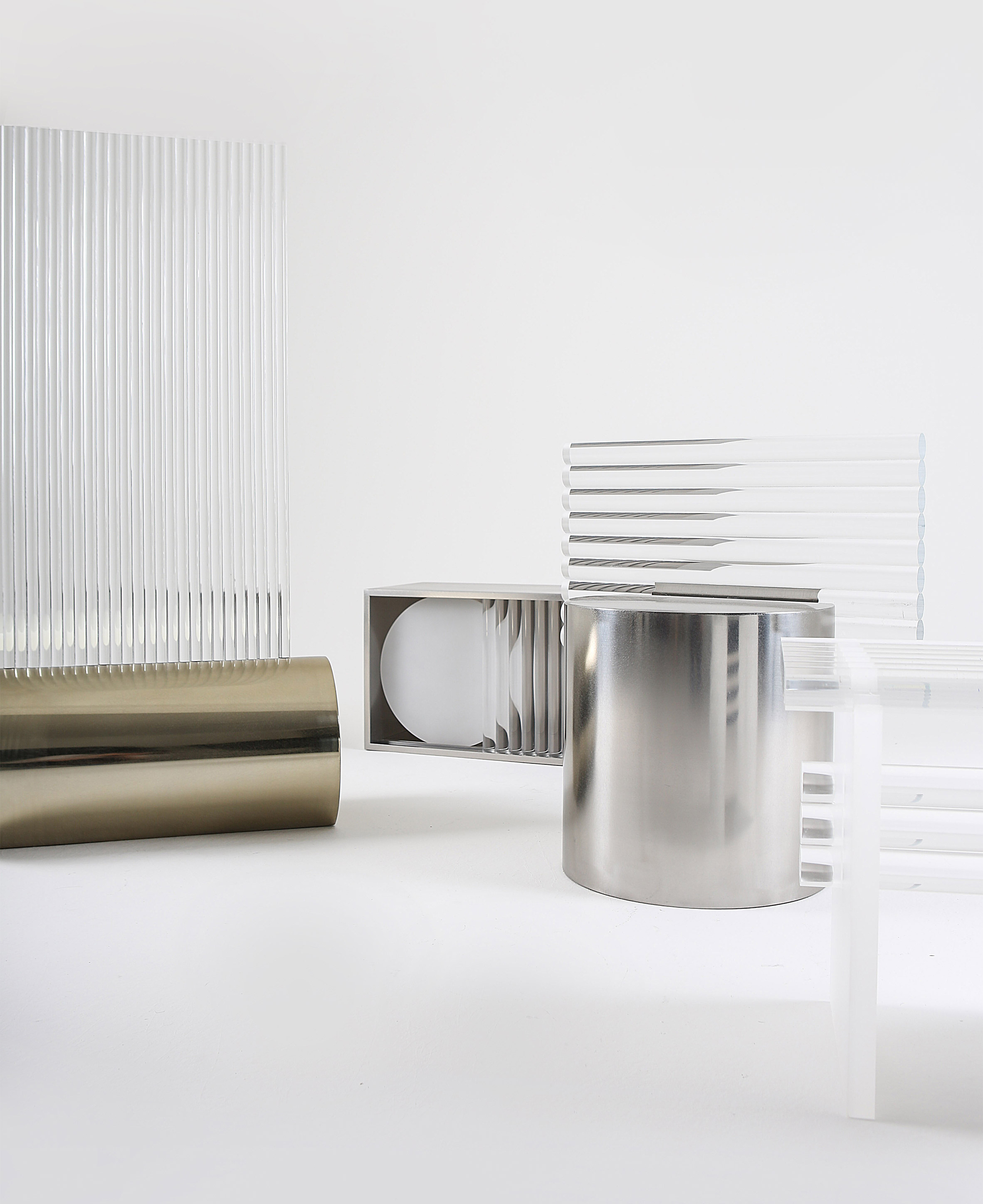 Side table，chair，a partition，Acrylic，stainless steel，