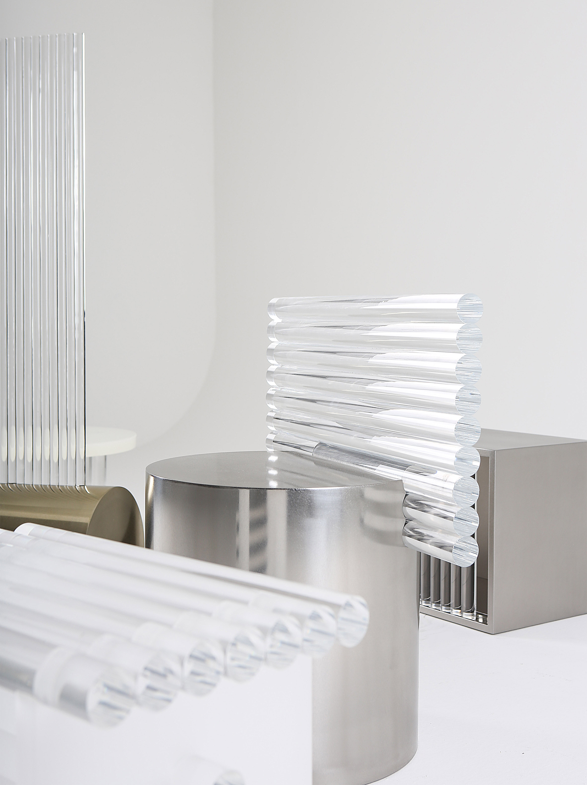 Side table，chair，a partition，Acrylic，stainless steel，