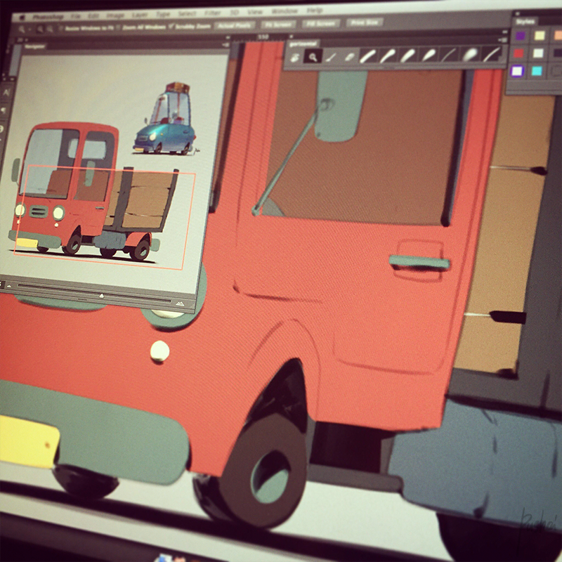 lovely，Cartoon，vehicle，Design，painting，