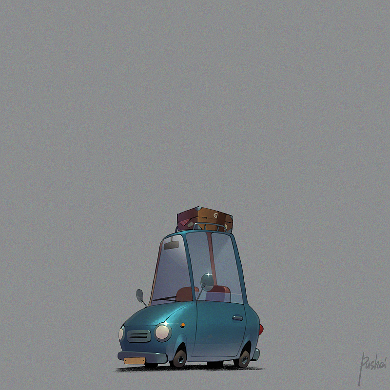 lovely，Cartoon，vehicle，Design，painting，