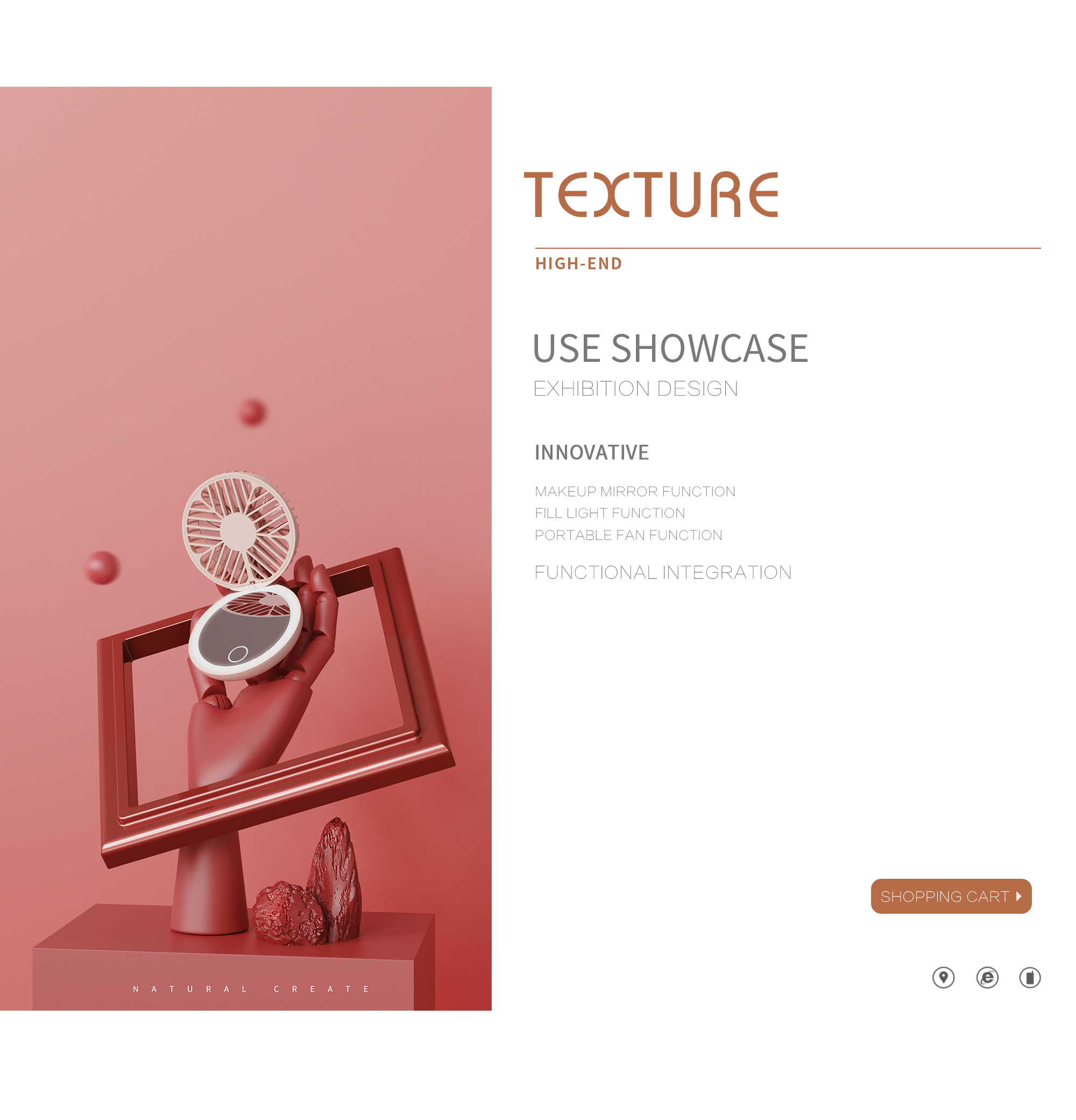 Vanity mirror fan，Cosmetic mirror，Render，Typesetting，summer，