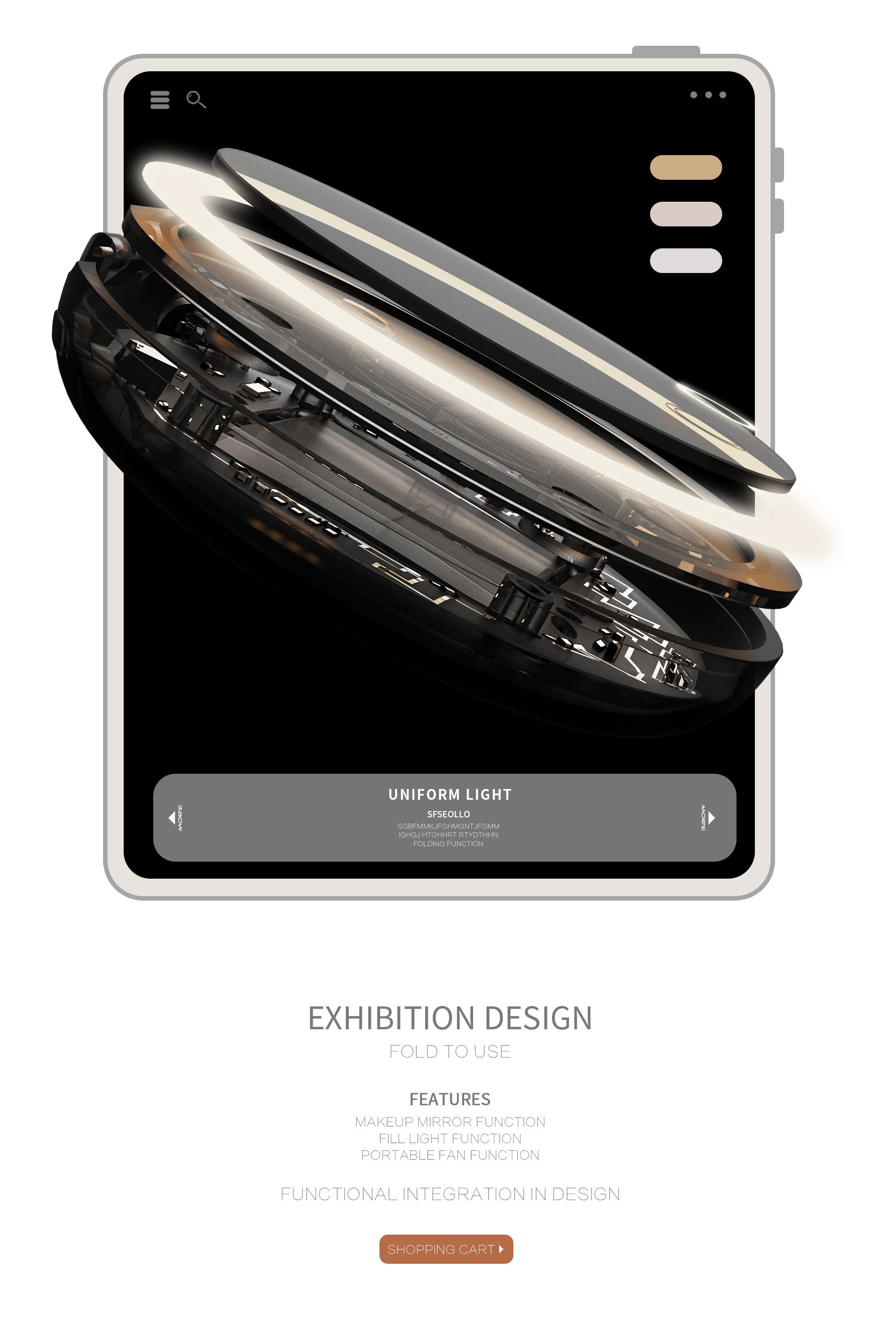 Vanity mirror fan，Cosmetic mirror，Render，Typesetting，summer，