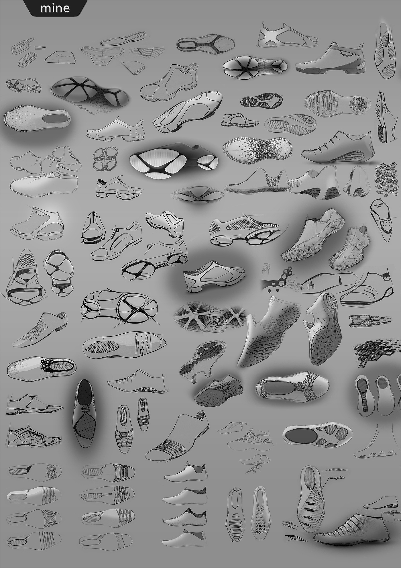 product design，industrial design，shoes，Hand drawn，modeling，
