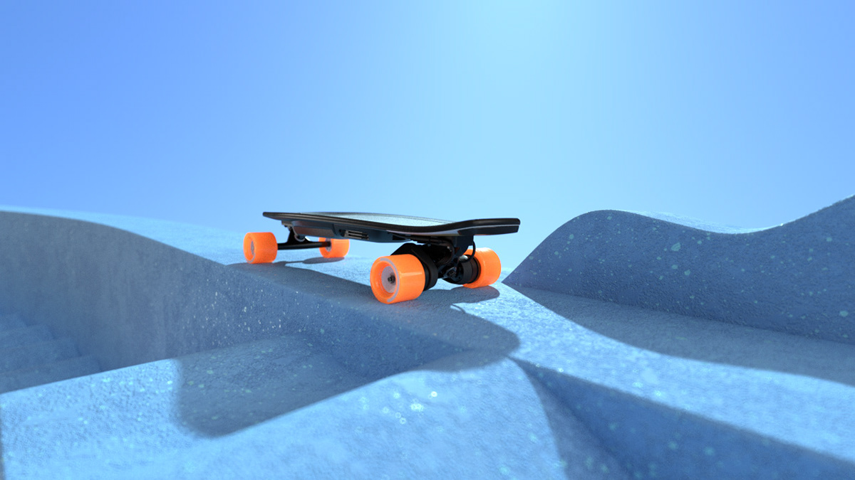 Video design，Skate，Electric，3d，Long board，Particle simulation，