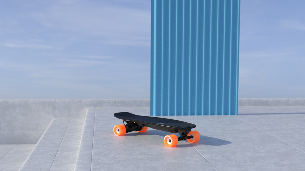 Video design，Skate，Electric，3d，Long board，Particle simulation，