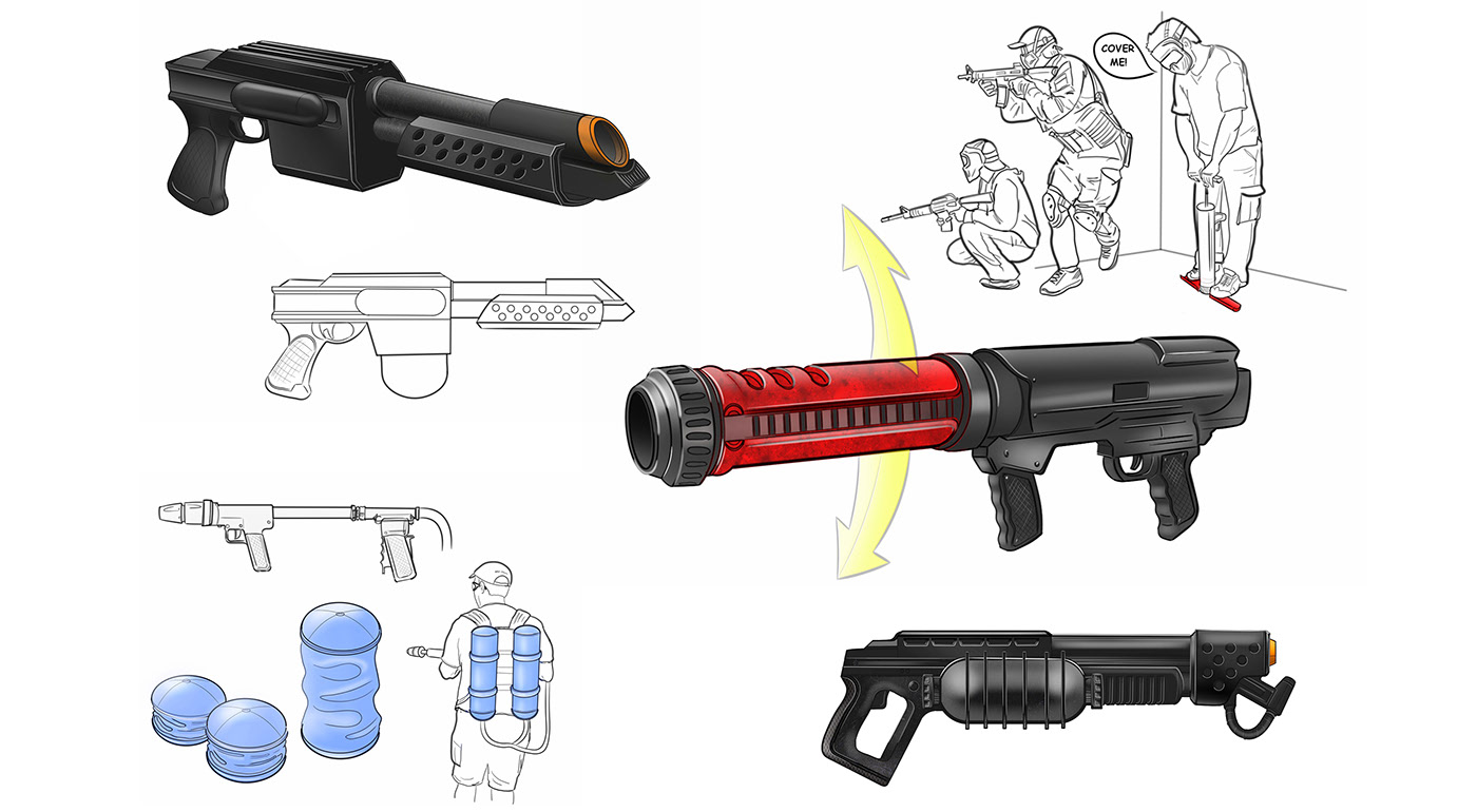gun，sketch，prototype，black，