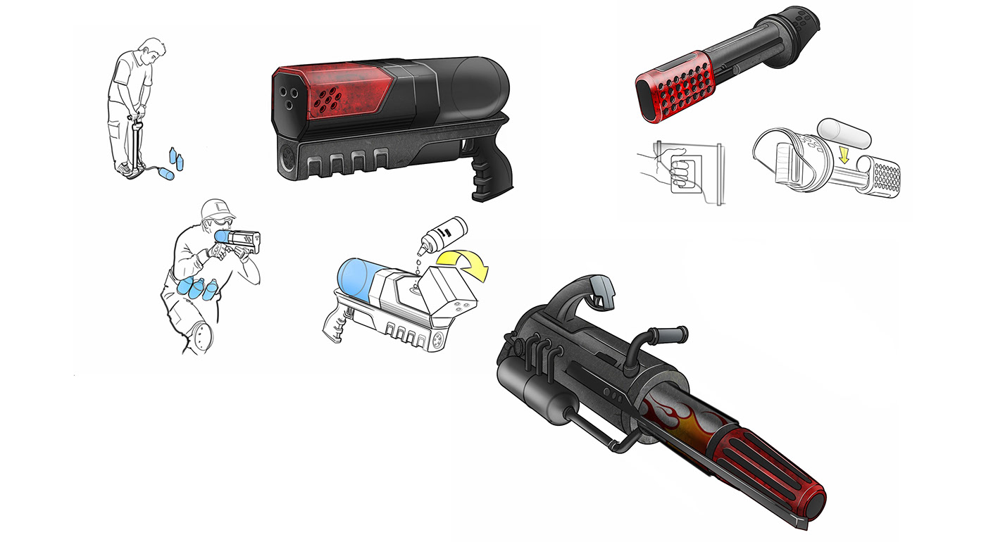 gun，sketch，prototype，black，