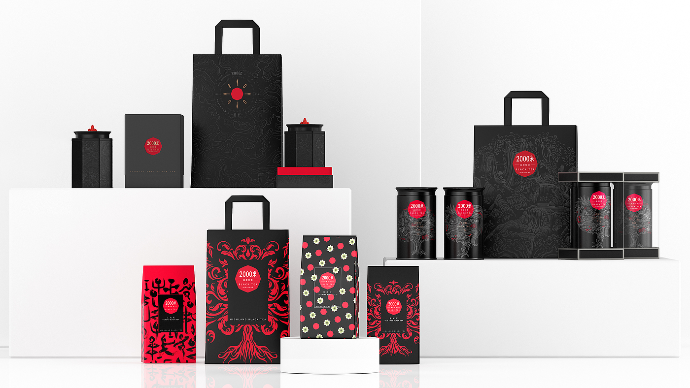 潘虎包装设计，2000米，高原红茶，插画，字体，品牌，创意，