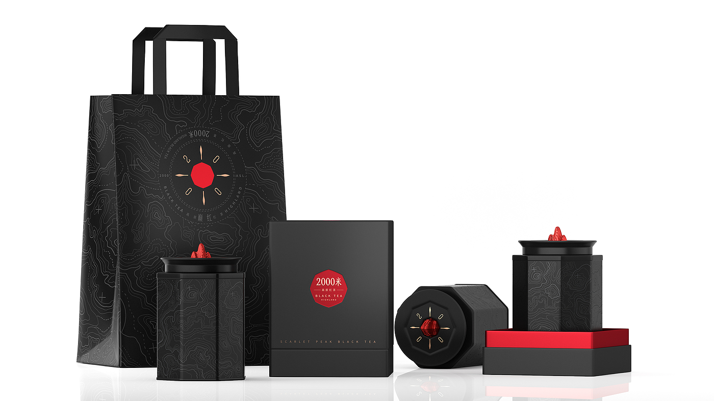 潘虎包装设计，2000米，高原红茶，插画，字体，品牌，创意，
