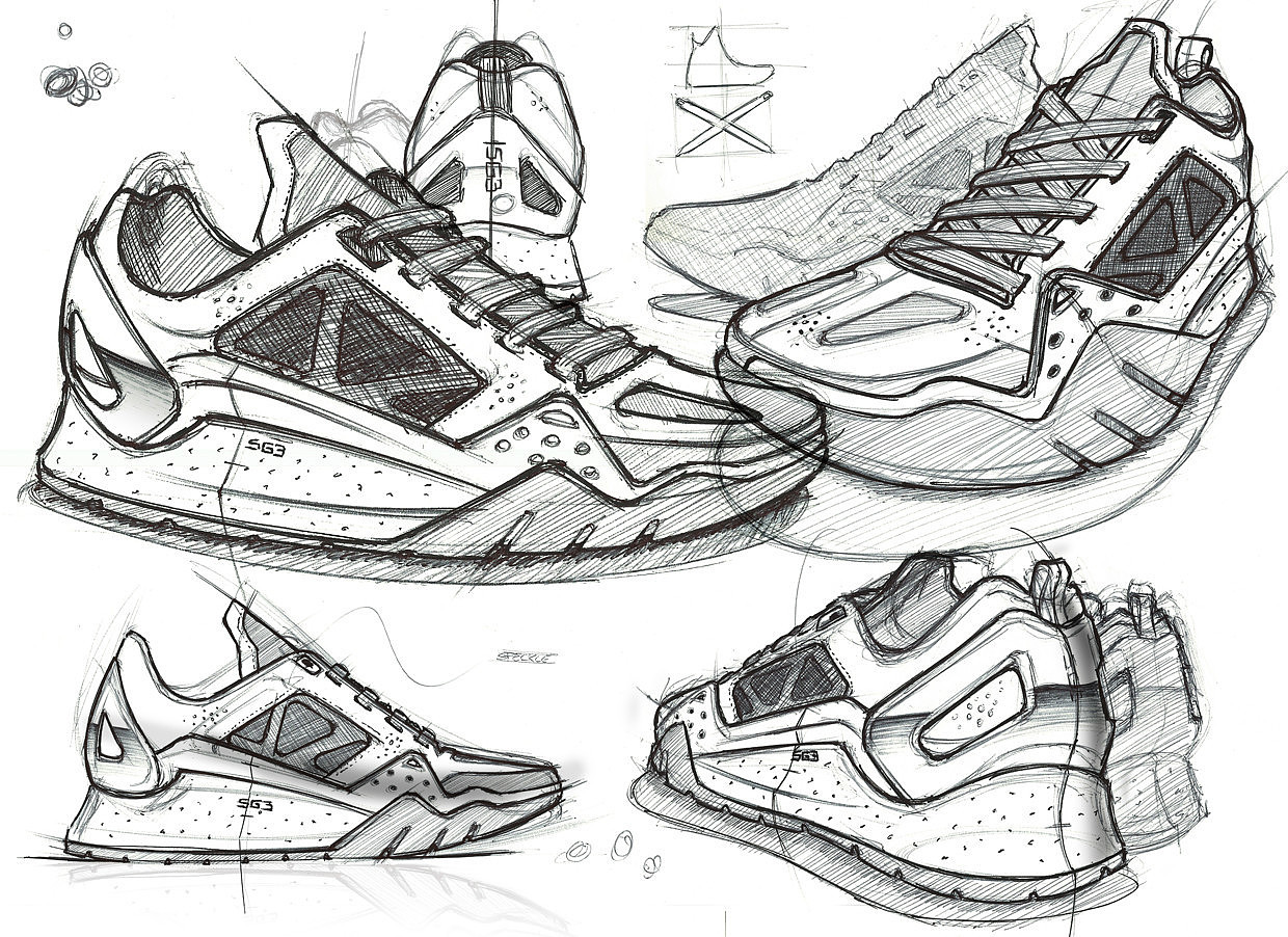 product design，industrial design，sneakers，Hand drawn，modeling，