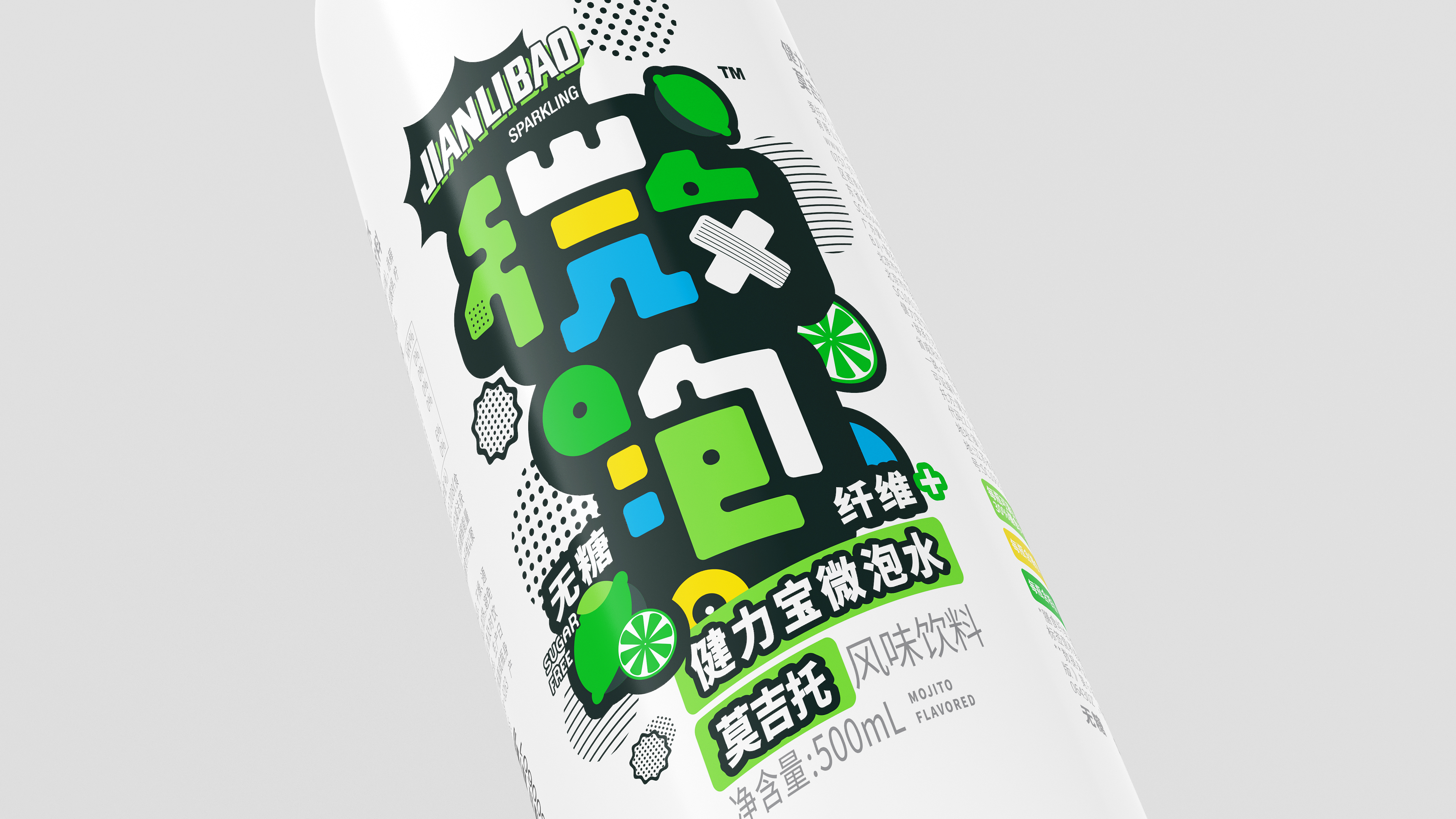 潘虎包装设计,健力宝,微泡,气泡水饮料包装,字体设计