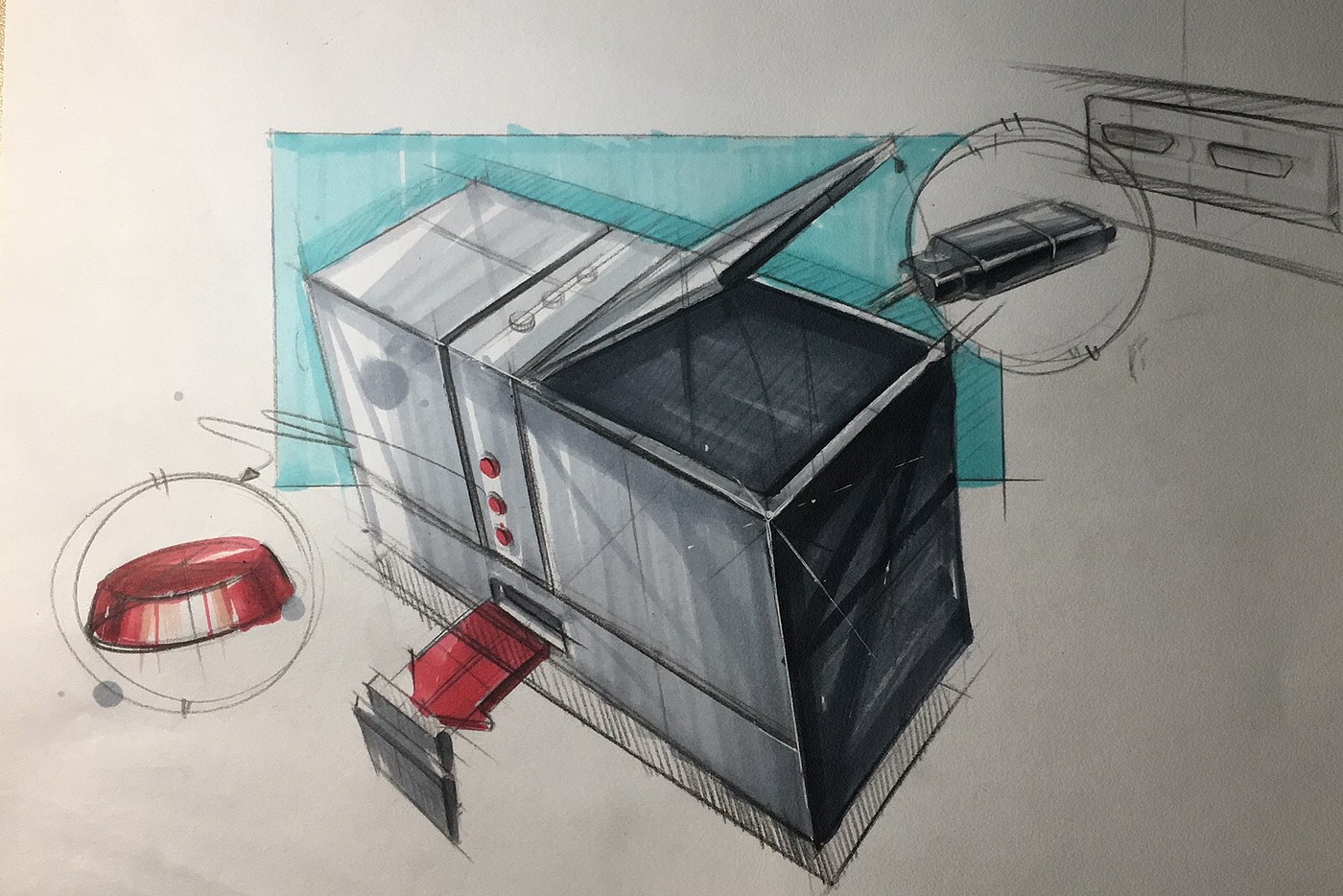 Coffee machine，UAV，Hand drawn，marker pen，industrial design，Hand drawn industrial design，product design，automobile，