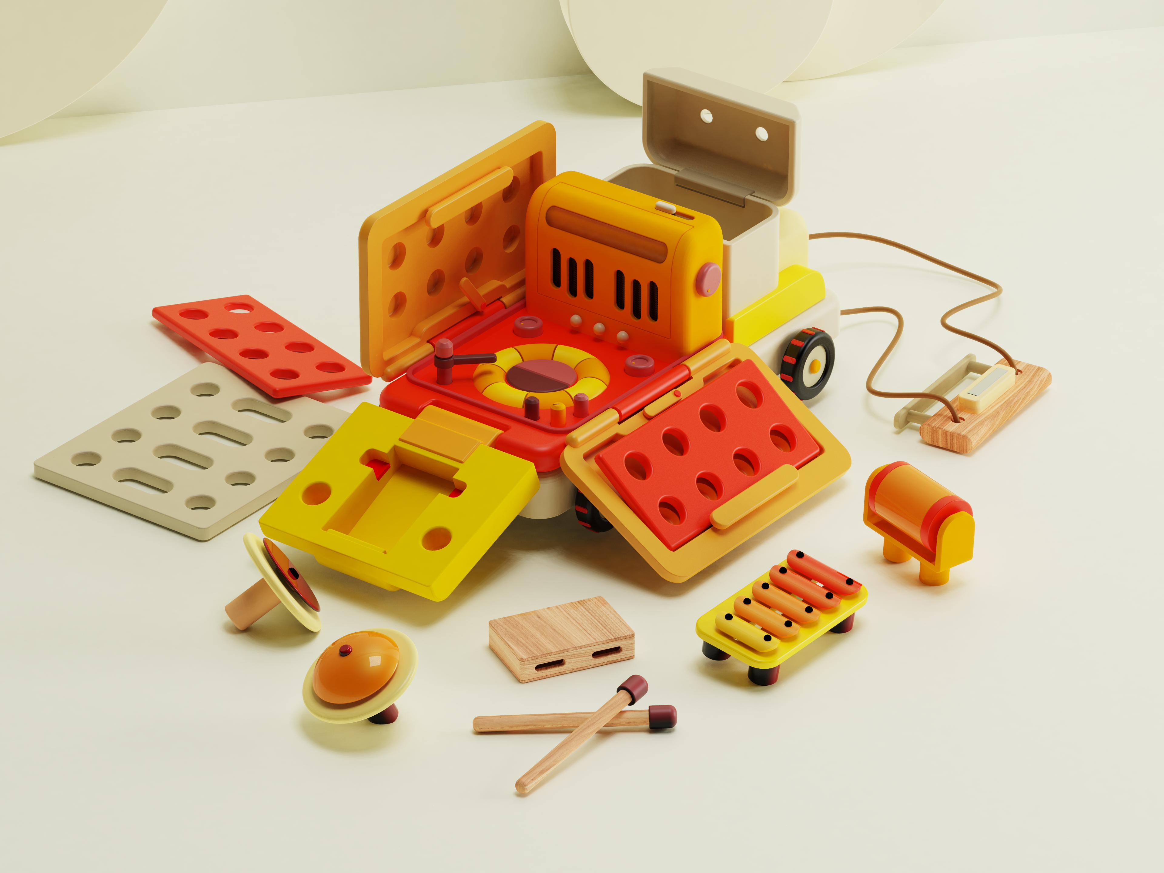 Music toys，Toy car，Percussion ，Graduation project，