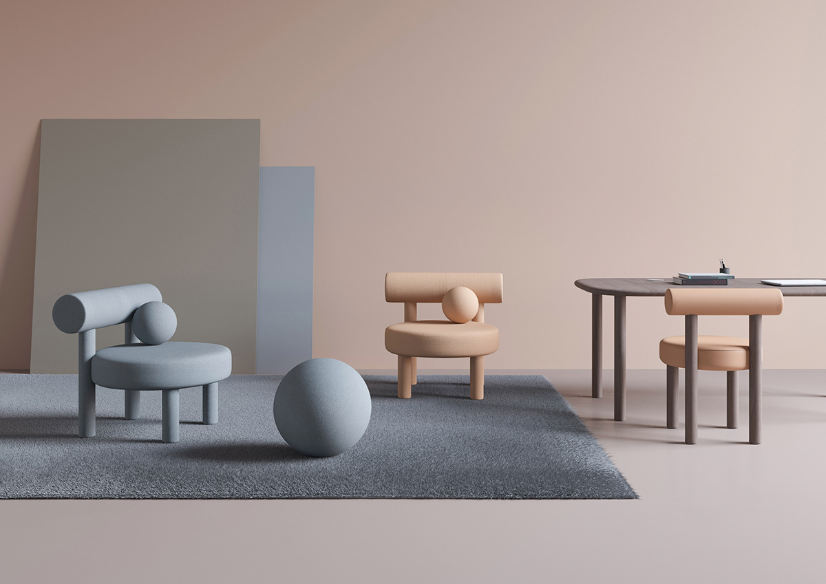 chair，Minimalism，spherical，cylinder，handicraft，