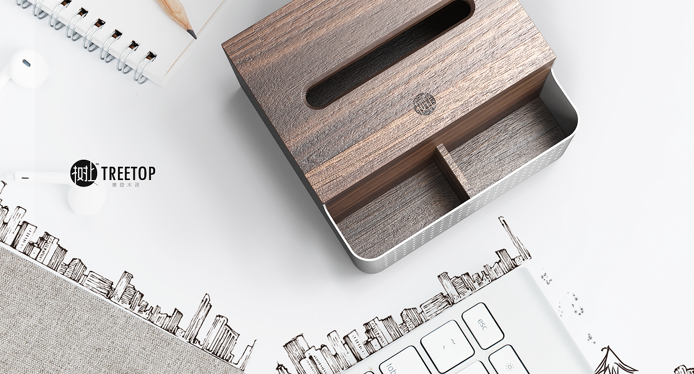 Wooden tissue box，