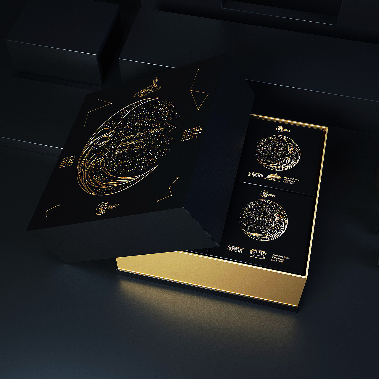 Moon cake packaging / food packaging / packaging box design / gift box design，