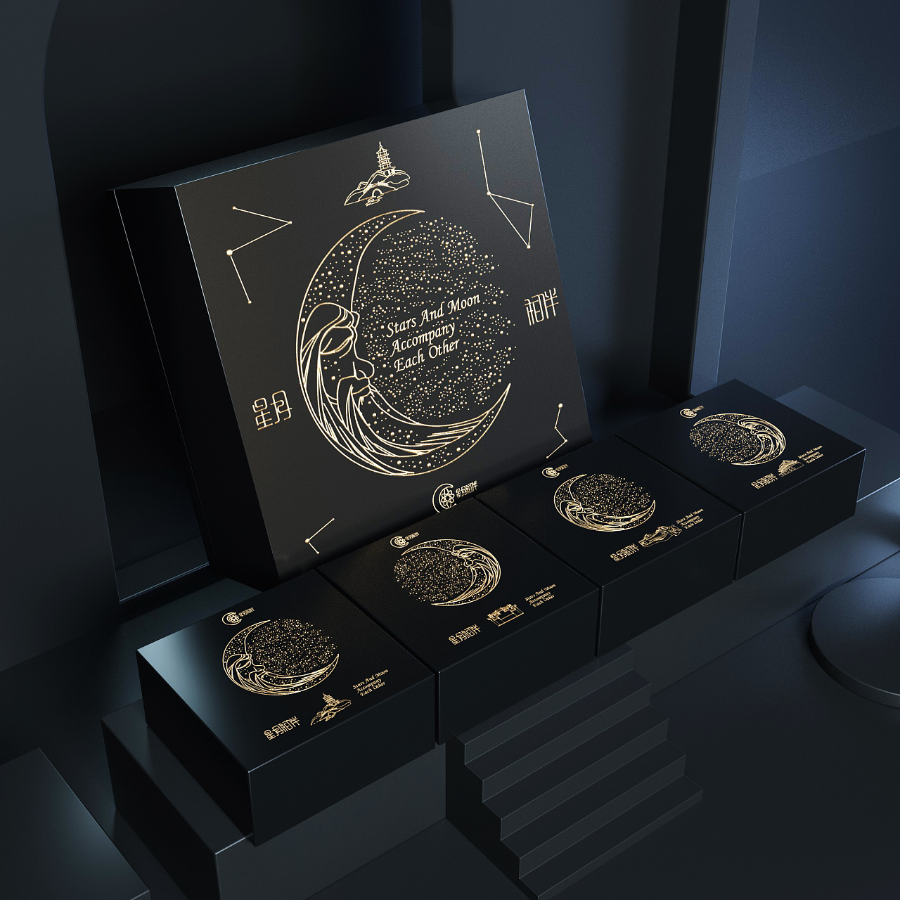 Moon cake packaging / food packaging / packaging box design / gift box design，