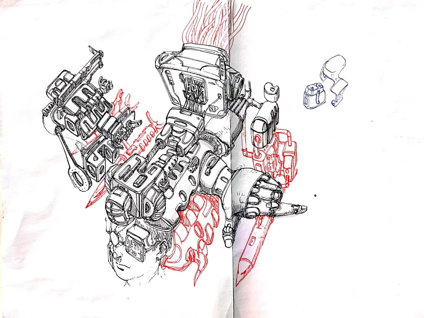 Hand drawn，Sketch，line，industrial design，product design，robot，