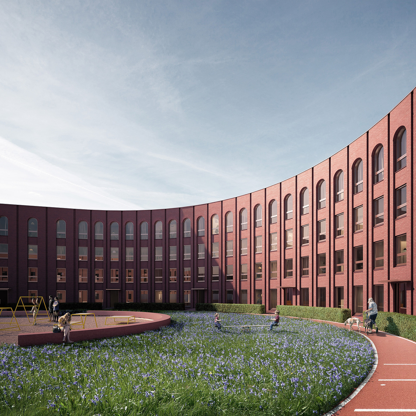 house，apartment，red brick，unique，