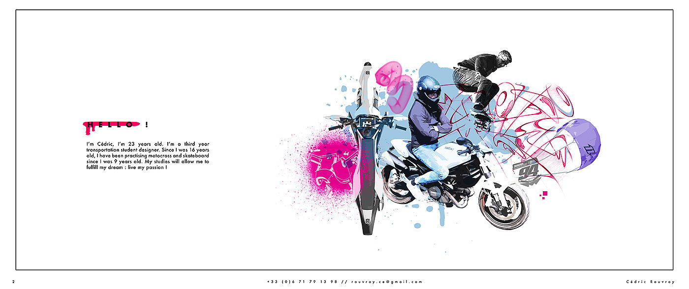 Cedric rufroy，Motorcycle Portfoli，sketch，sample reels，motorcycle，a design chart，