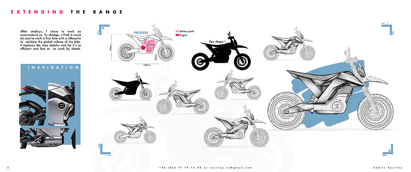 Cedric rufroy，Motorcycle Portfoli，sketch，sample reels，motorcycle，a design chart，