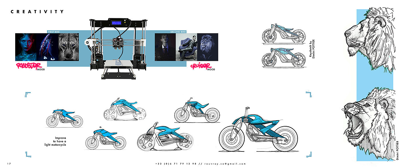 Cédric Rouvroy，Motorcycle Portfoli，草图，作品集，摩托车，设计图，