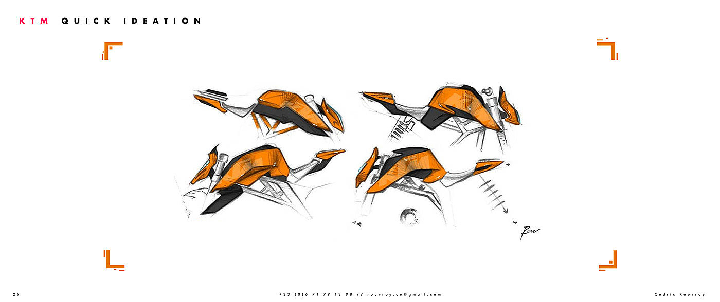 Cedric rufroy，Motorcycle Portfoli，sketch，sample reels，motorcycle，a design chart，