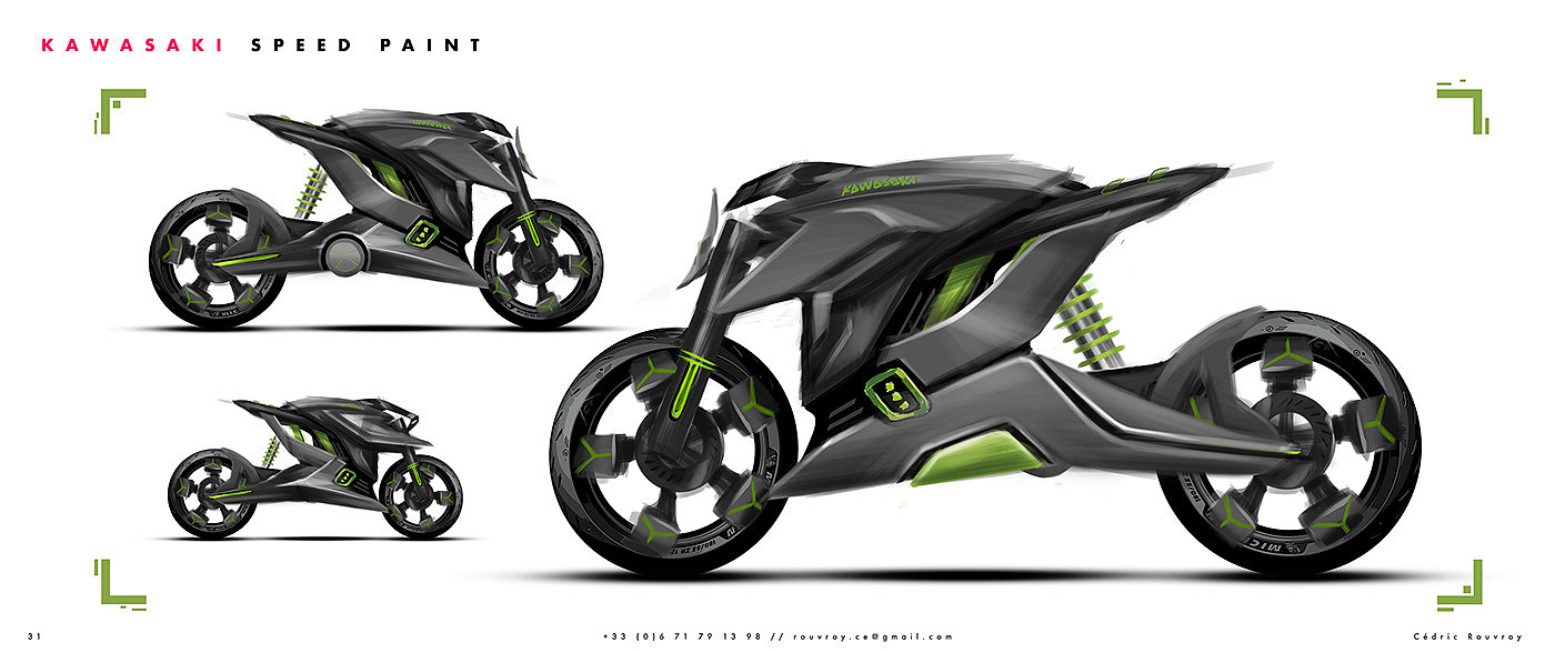 Cedric rufroy，Motorcycle Portfoli，sketch，sample reels，motorcycle，a design chart，