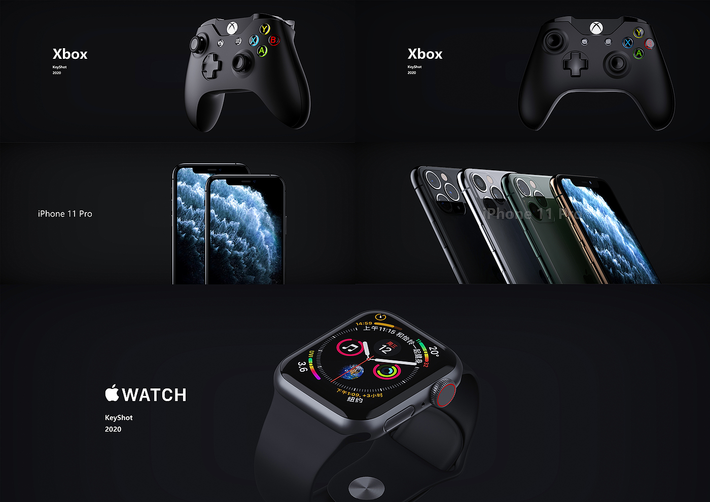 Xbox game console，Bluetooth headset，Digital 3C，Wrist watch，Render，A wave of dark products，
