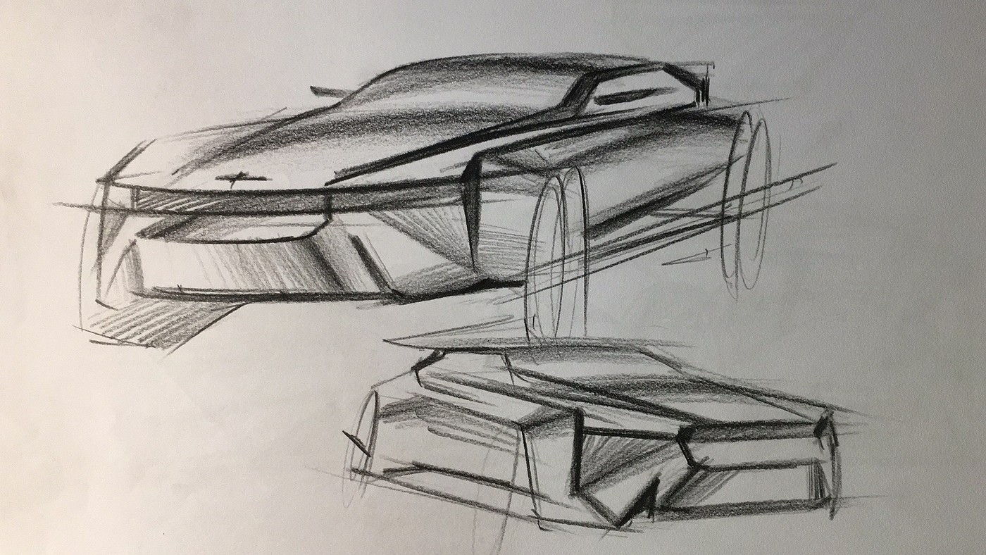 Hand drawn car，Hand drawn industrial design，Design hand drawn，Auto line draft，