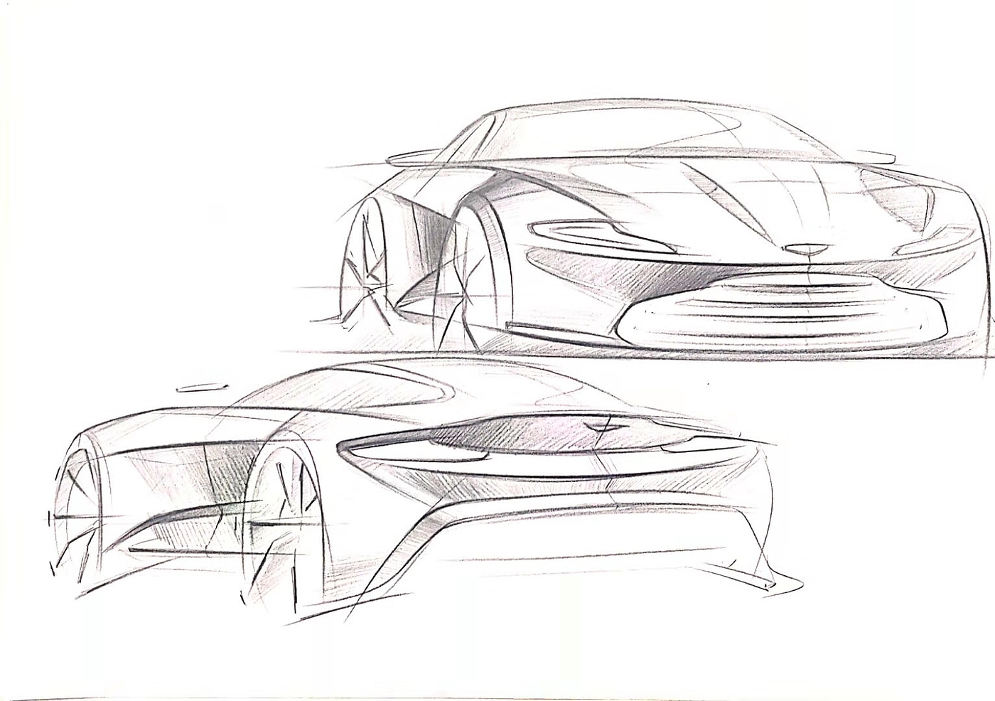 Hand drawn car，Hand drawn industrial design，Design hand drawn，Auto line draft，