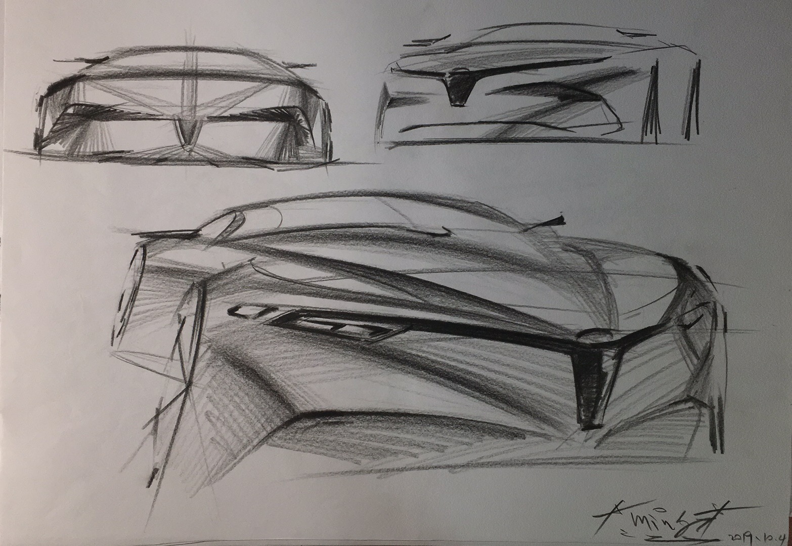 Hand drawn car，Hand drawn industrial design，Design hand drawn，Auto line draft，