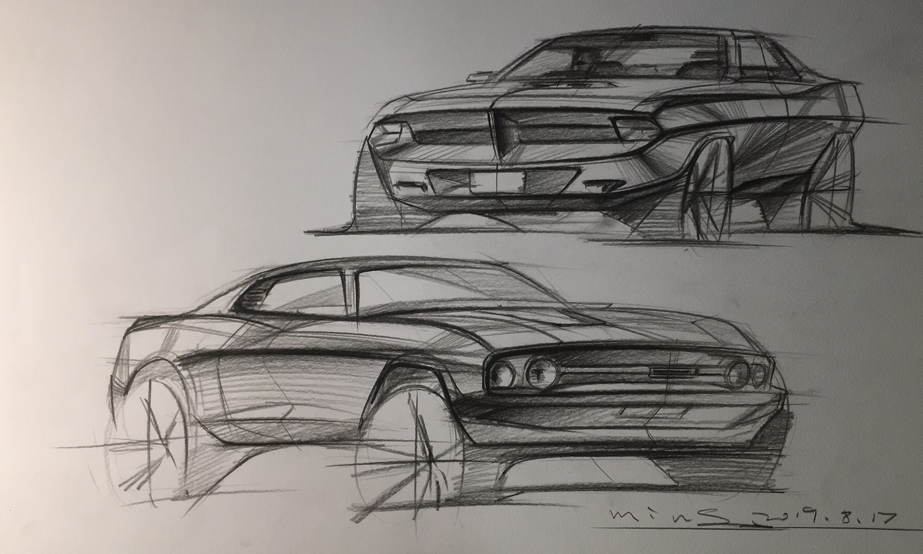 Hand drawn car，Hand drawn industrial design，Design hand drawn，Auto line draft，