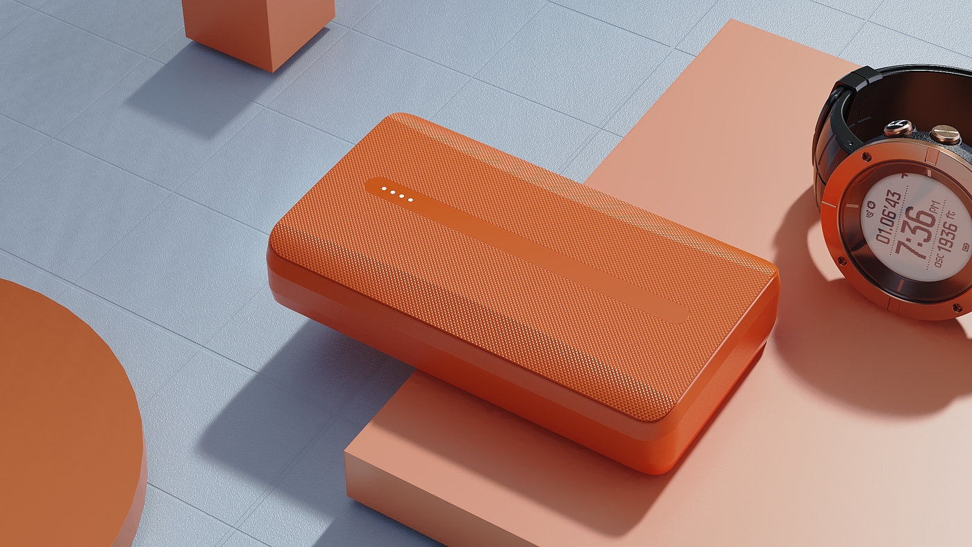 portable source，Keyshot rendering，Power bank design，