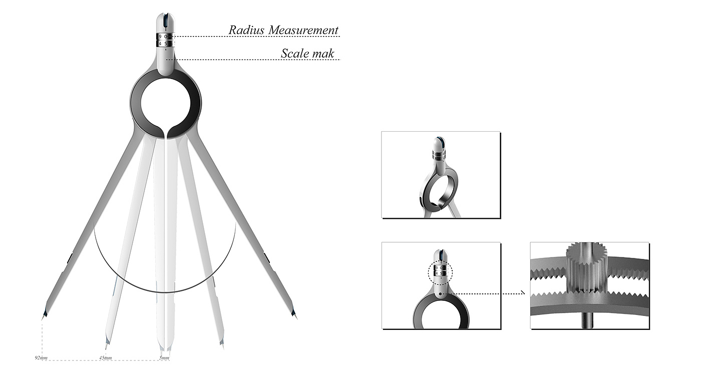 product design，industrial design，Office Supplies，compasses，Simplicity，